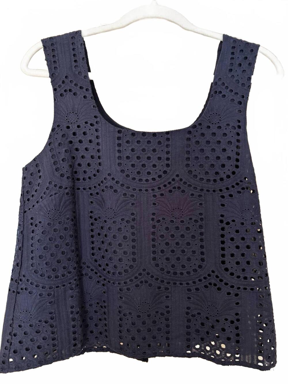 NEW FOIL women's flower top in navy